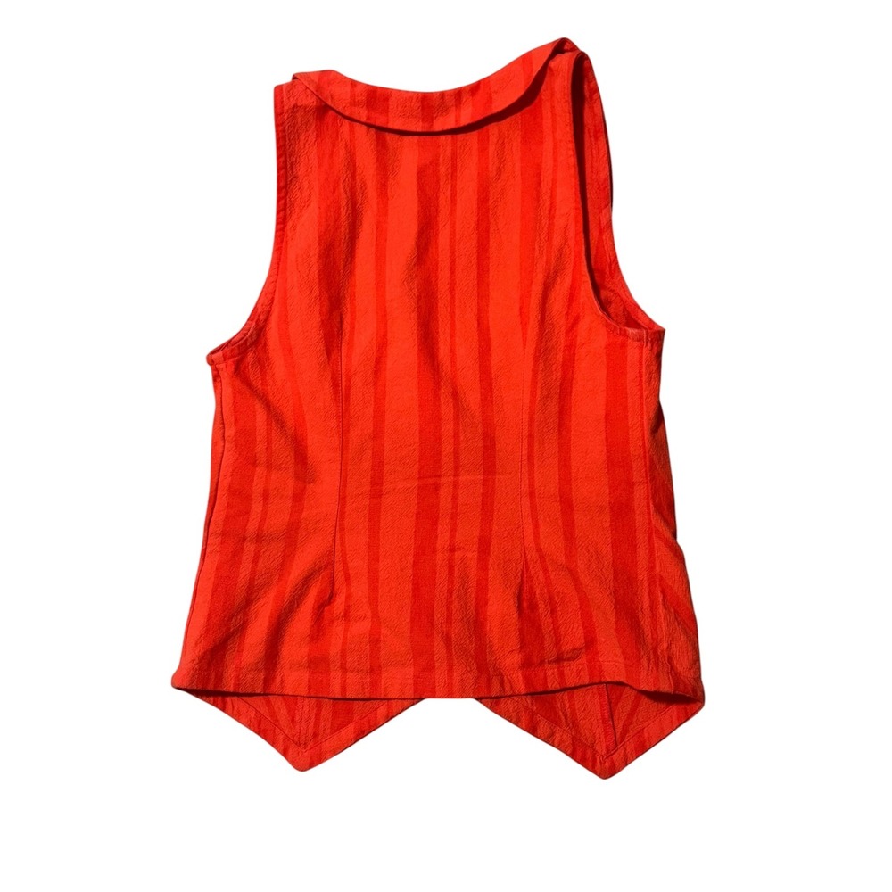 Free People we the free Cara Vest szXS Orange Striped Button Down Waistcoat boho - Picture 4 of 5